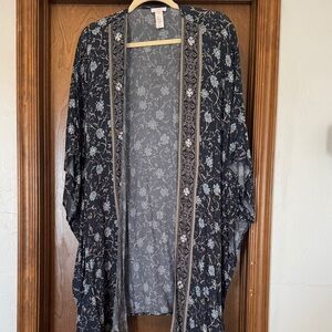 Floral Navy beaded Kimono Jacket